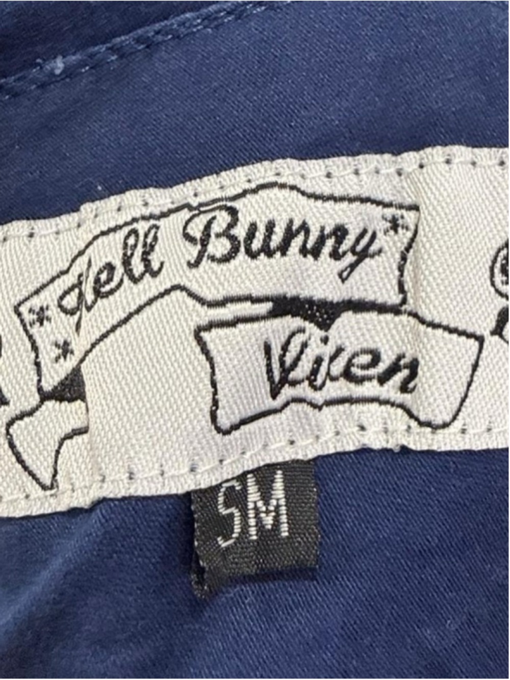 Hell Bunny Navy White Sailor Mini Dress Women's Size S - Picture 7 of 8